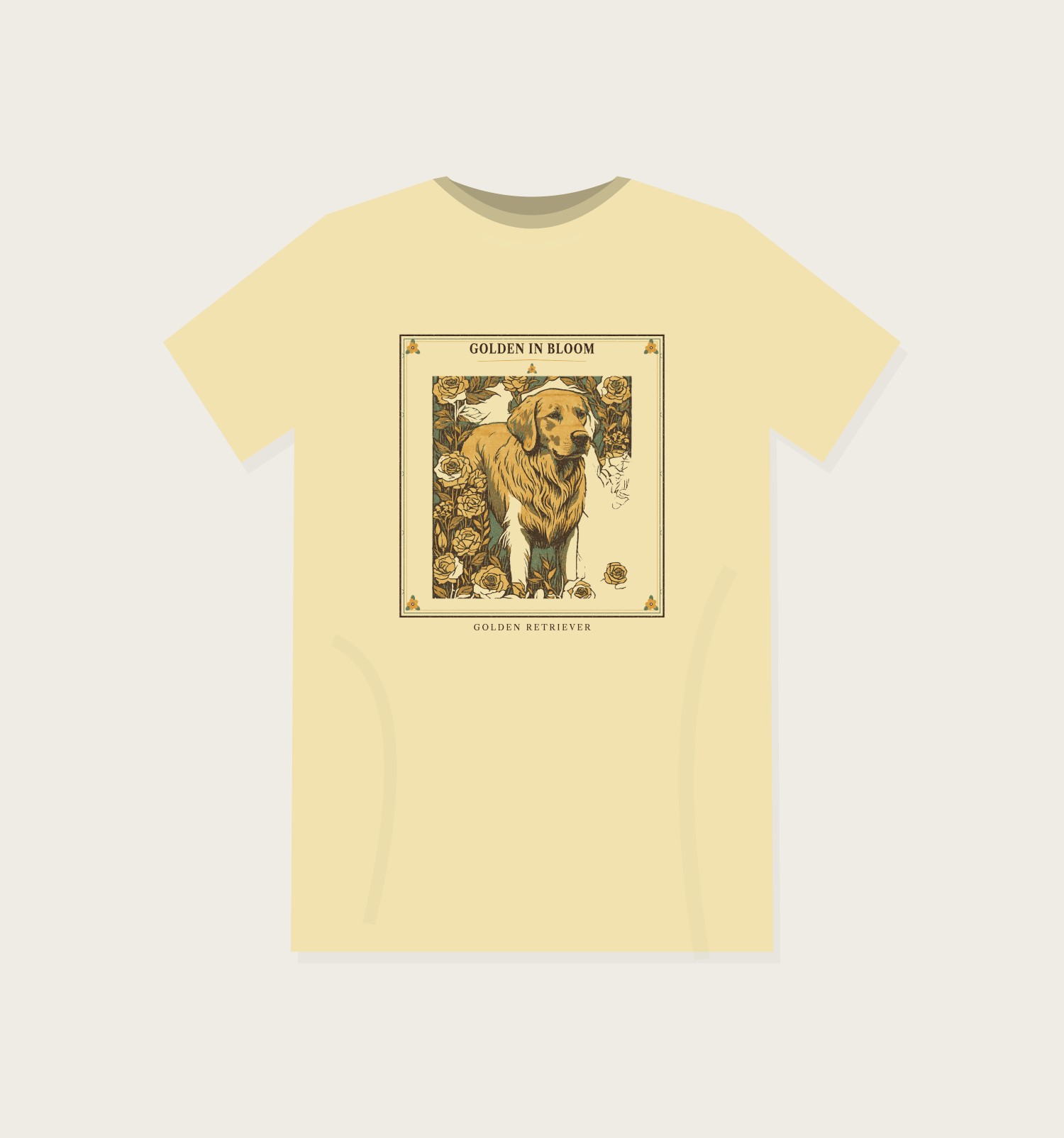Golden in Bloom Golden Retriever tee